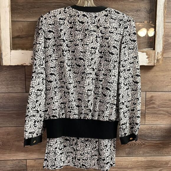 Evanna Petite Skirt Set , Size 10, Black and White Floral Print - Picture 5 of 12